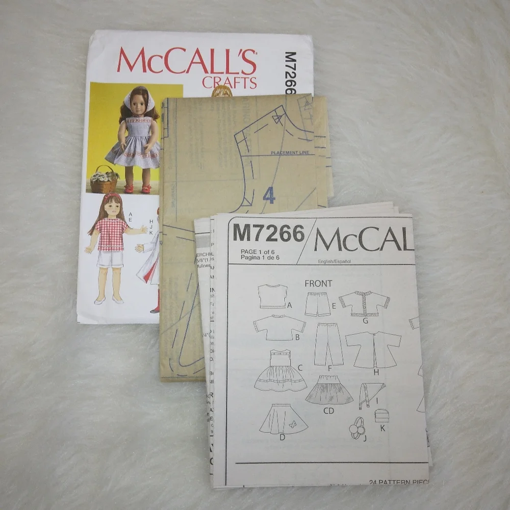 MCCALL'S M7266 Retro Wardrobe for American Girl Doll and 18